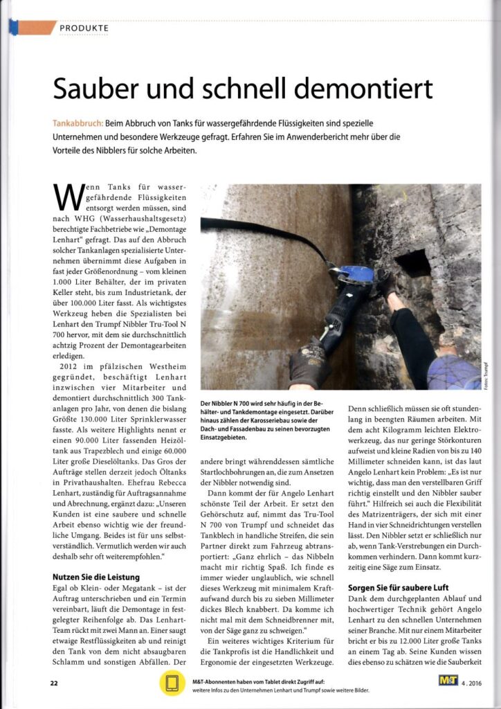 Auszug aus M&T Metallhandwerk - Ausgabe 4.2016 - Blatt 1