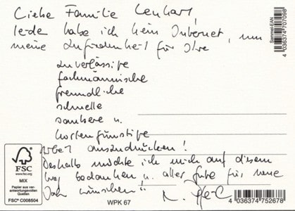 Postkarte Rückseite - Pfeil